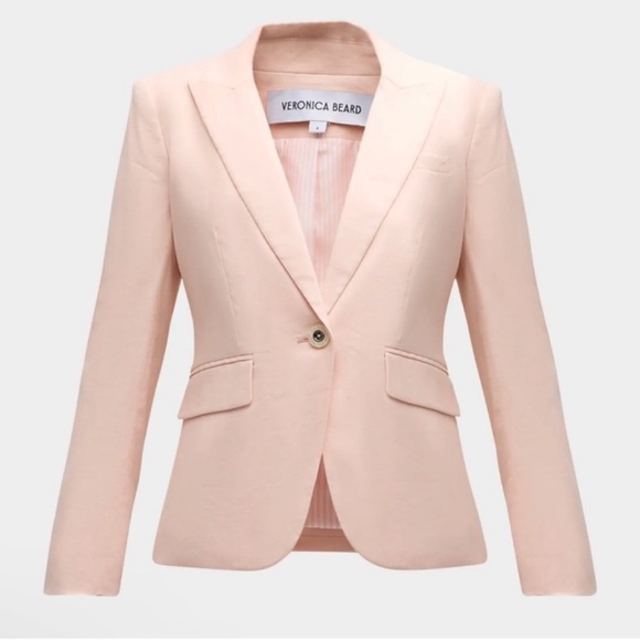Veronica Beard Jackets & Blazers - Veronica Beard Pink Linen Blend Cutaway Blazer